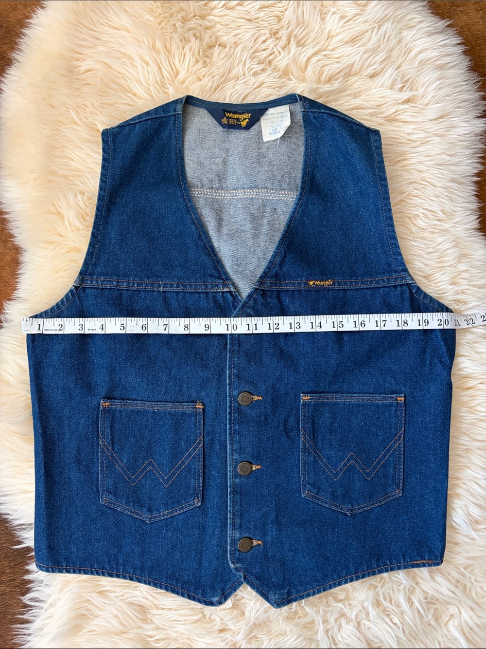 Vintage Wrangler Men's Dark Blue Denim Vest